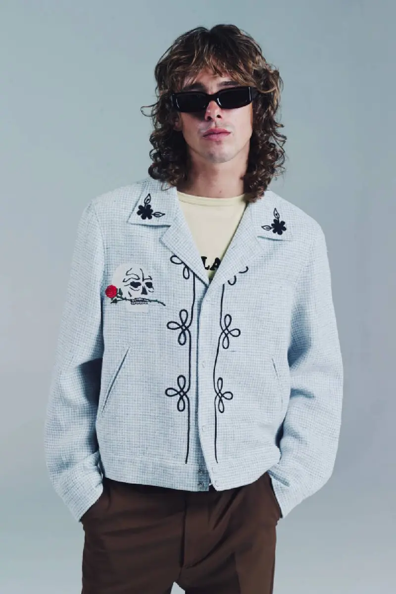 Second Layer Flora Shirt Jacket Light Blue/Ivory