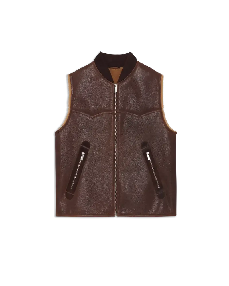 Shearling Sleeveless Zipped Vest