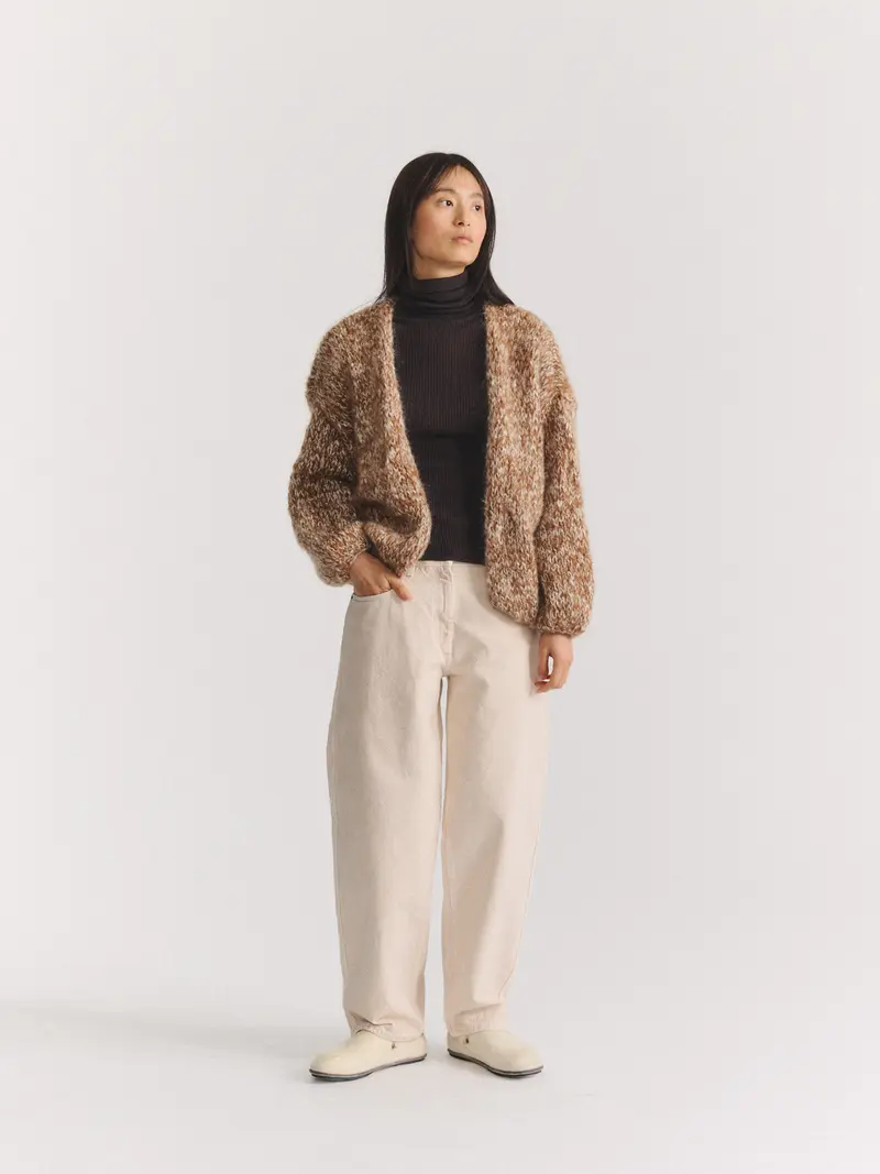 SHORT CARDIGAN - GINGER/PORCELAIN