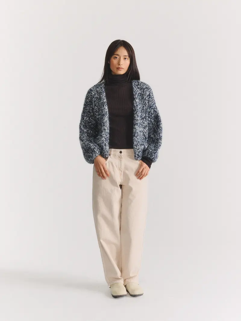 SHORT CARDIGAN - NAVY/PORCELAIN