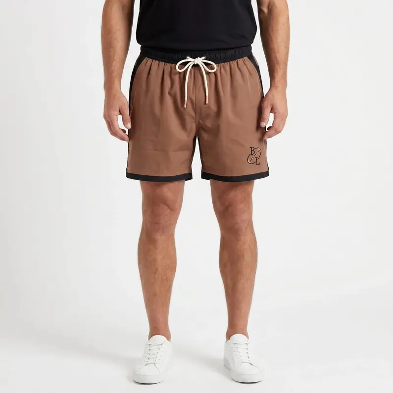 Short de bain bicolore marron/noir