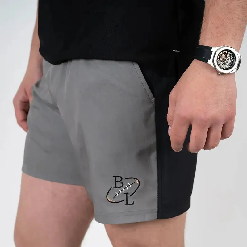 Short de bain tricolore kaki/noir/beige