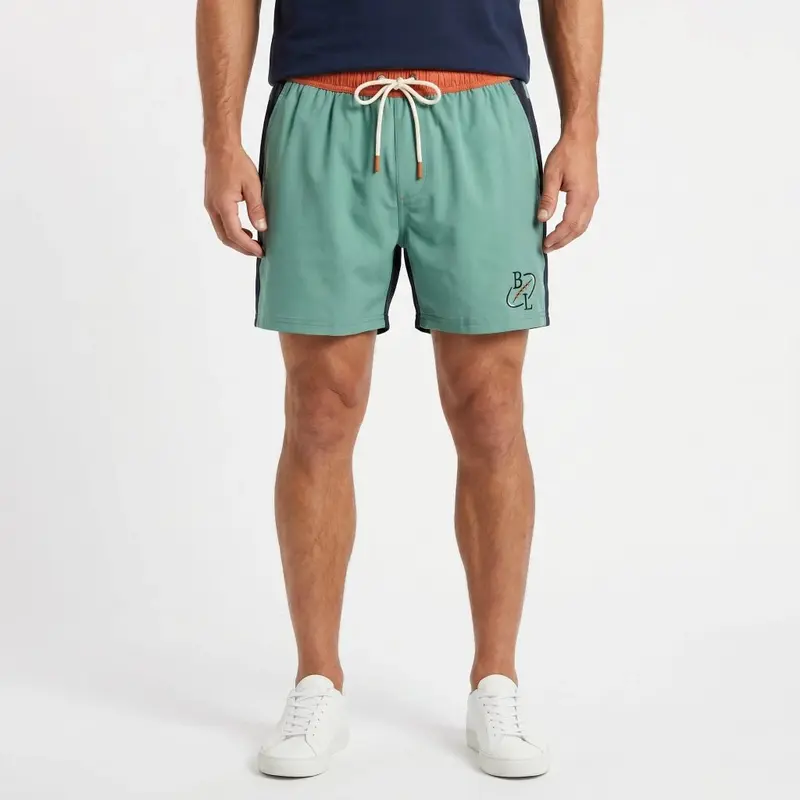 Short de bain tricolore vert/marine/orange