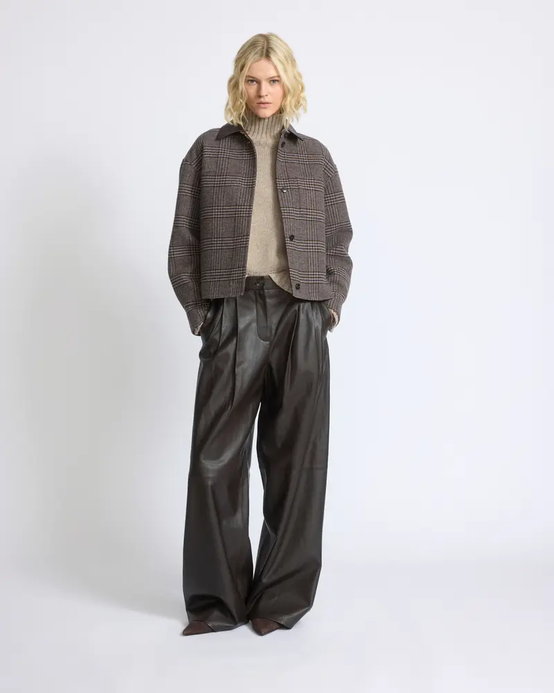 Short double-sided cashmere wool shirt