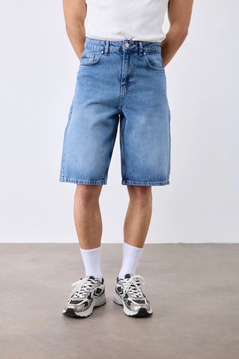 Short en jean BLEU