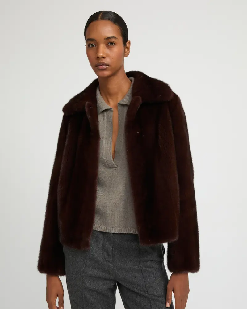 Short jacket in long-haired mink fur