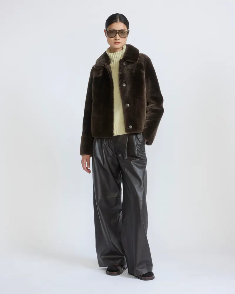 Short jacket in shearling merino lambskin