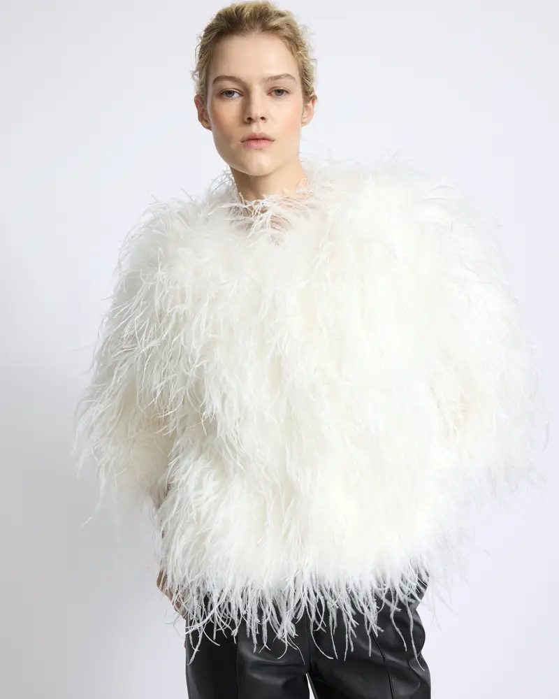Short ostrich feather jacket