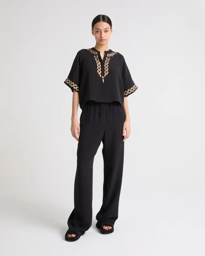 Silk crepe palazzo trousers