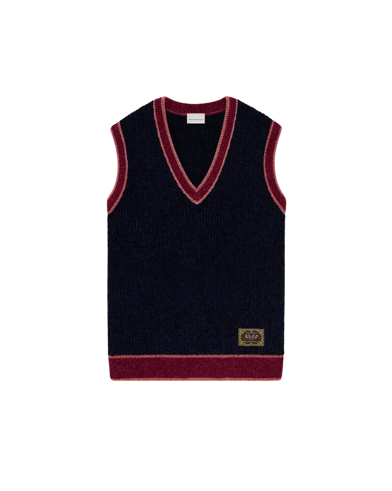 Sleeveless V Neck Vest Horse Patch