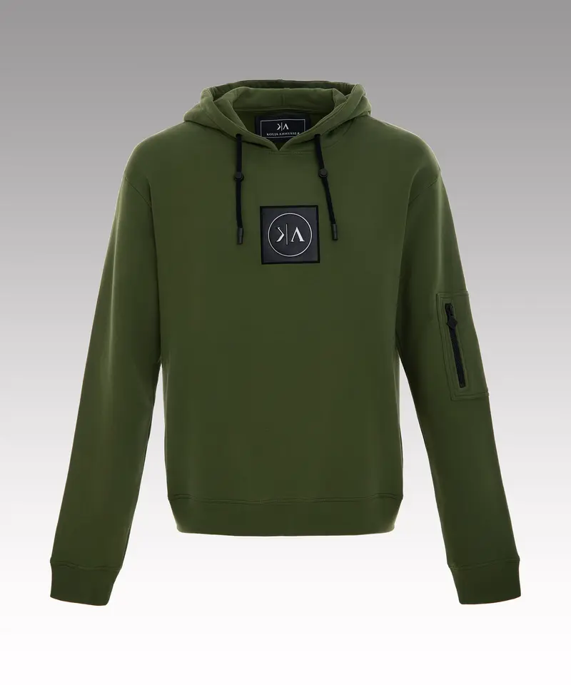 Slim fit khaki cotton hoodie