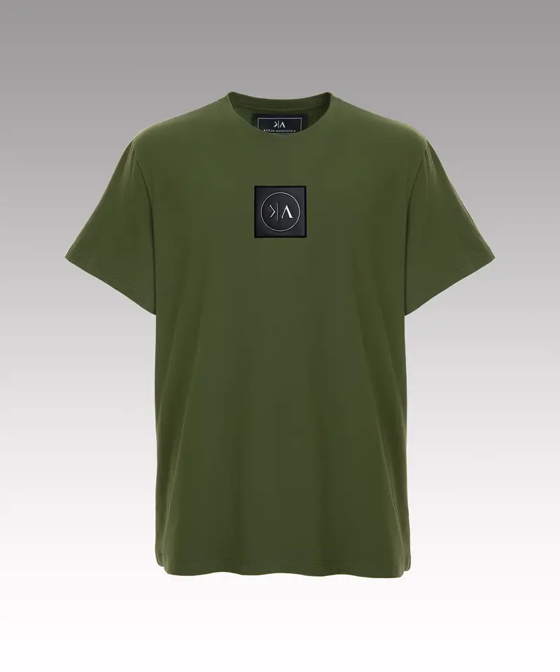 Slim fit khaki cotton t-shirt