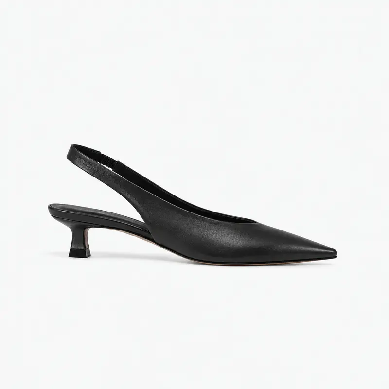 Slingback Romy en cuir de veau souple noir