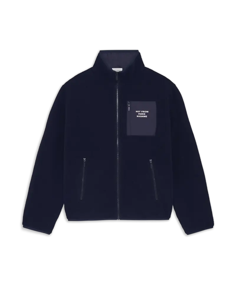 Slogan Zipped Sherpa Jacket