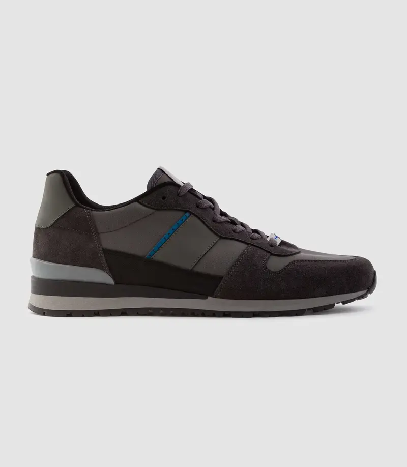 Sneakers cuir et textile grise "Emeric"