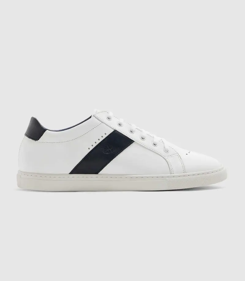Sneakers en cuir blanche et marine "Eva"