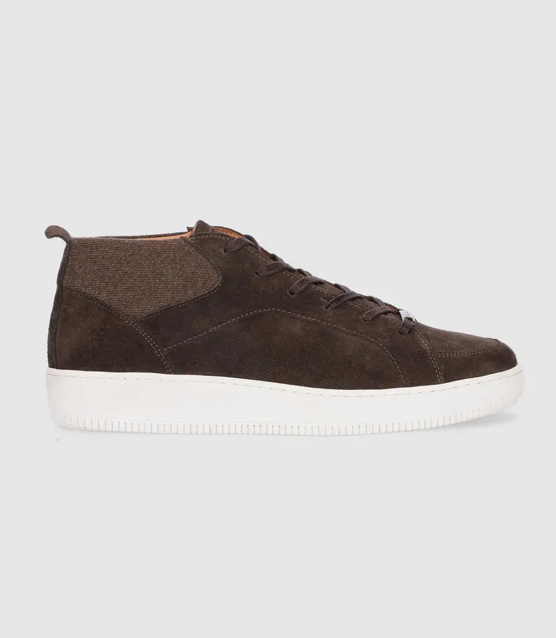 Sneakers en cuir lisse chocolat OMAR