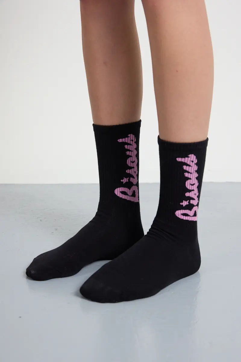 Socks Lounge Black Pink