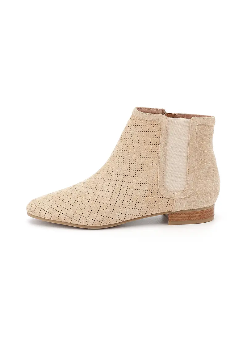 SOLARA - Bottines en cuir ajouré Beige