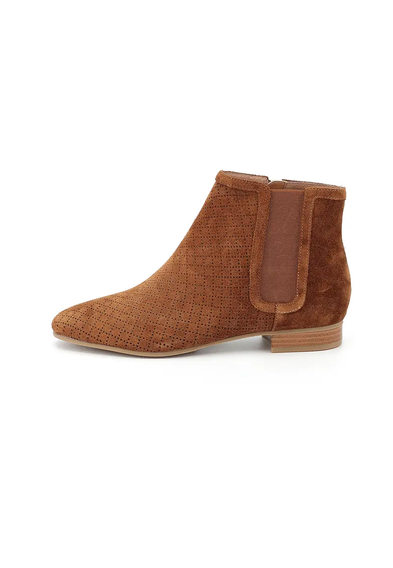 SOLARA - Bottines en cuir ajouré Marron Cognac