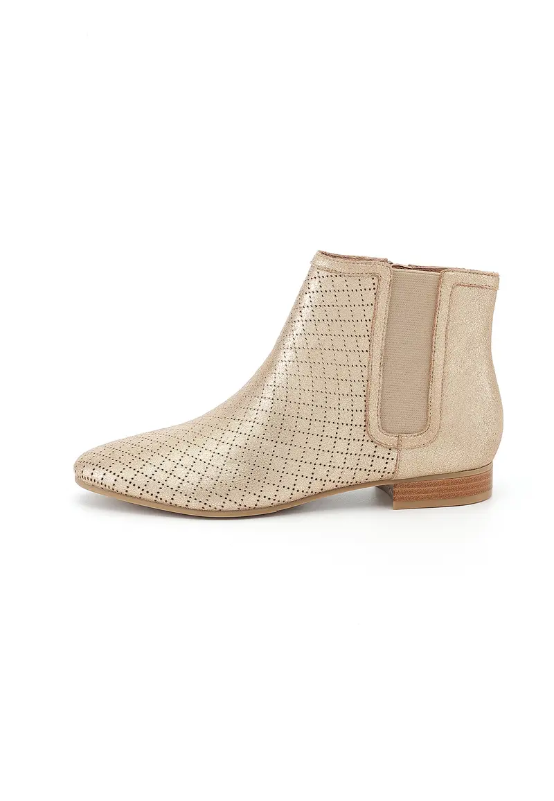 SOLARA - Bottines en cuir ajouré Or