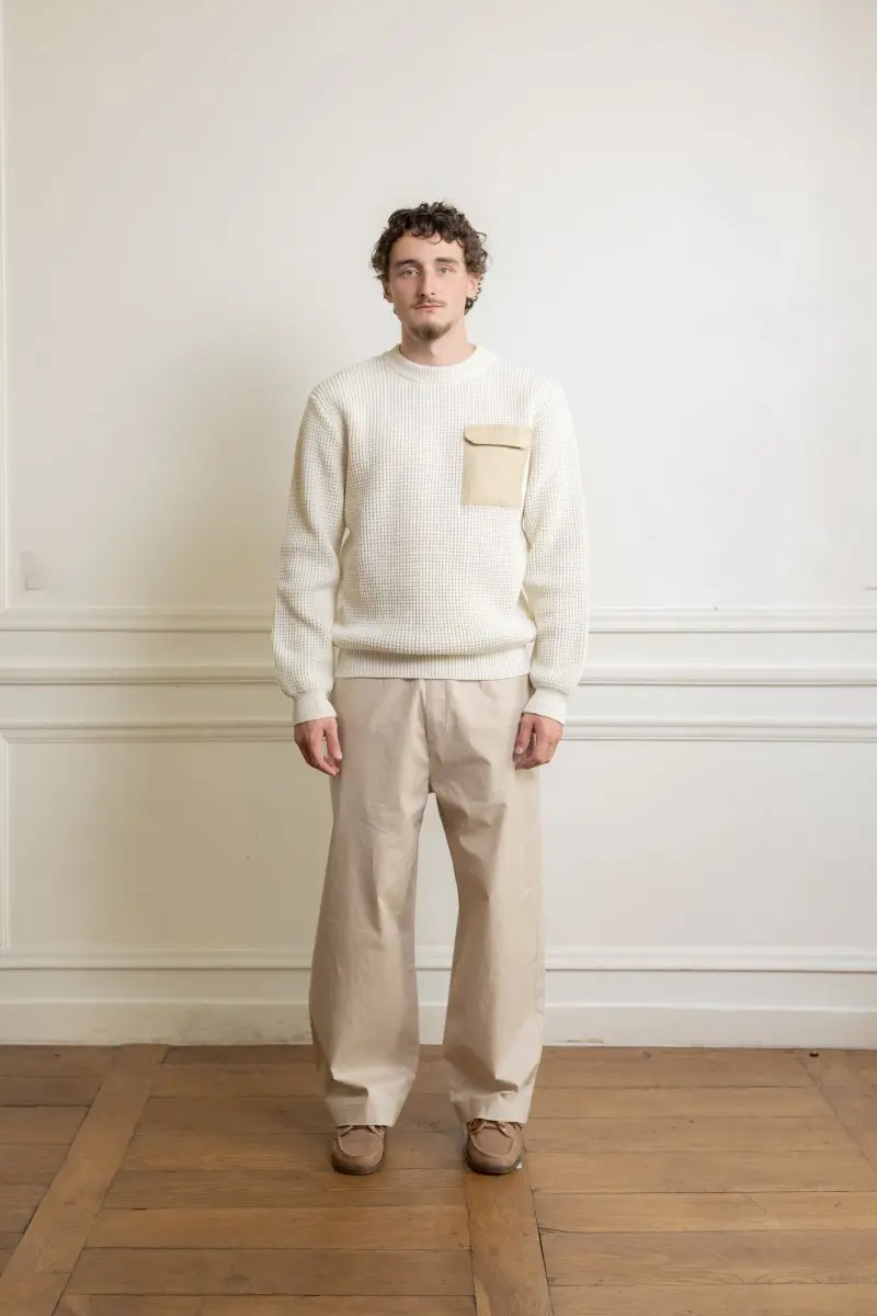 STENCY - FABRIC POCKET SWEATER - OFFWHITE