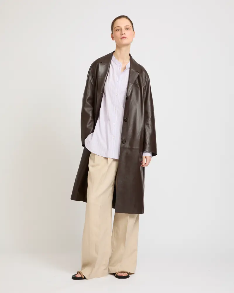 Straight leather coat