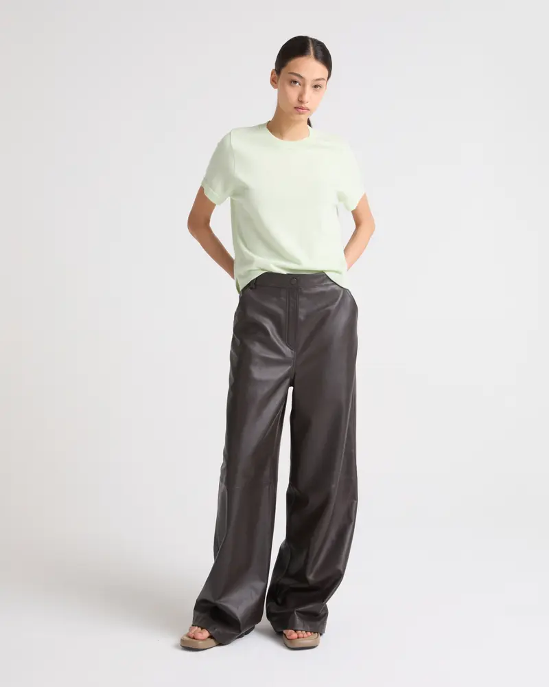 Straight trousers in lamb leather