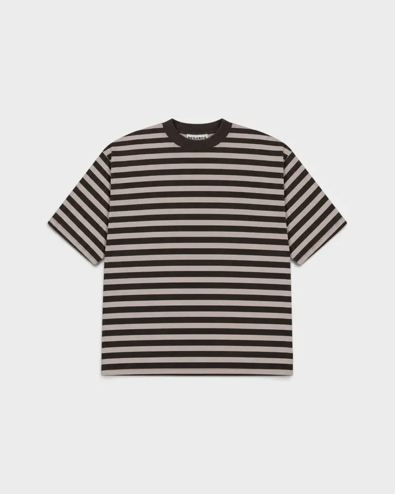 Striped Oversize Tee Espresso/Taupe
