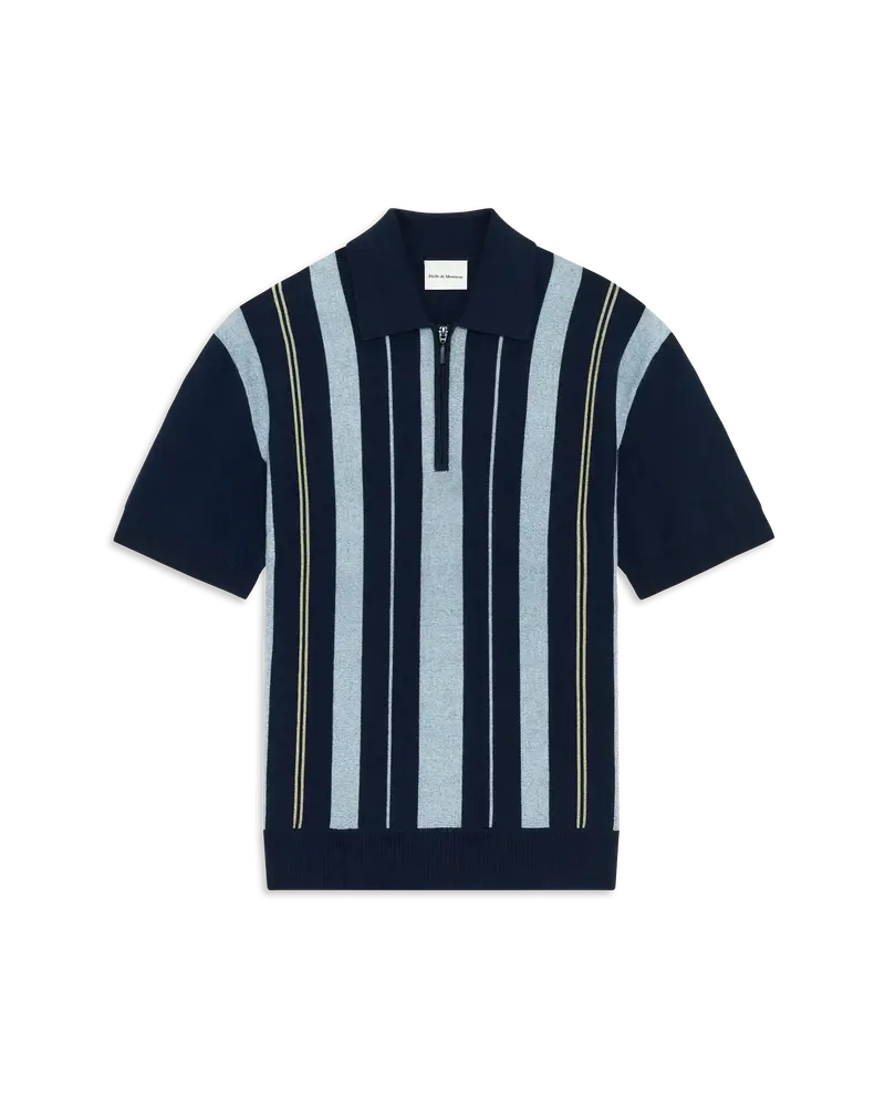 Striped Zipped Knit Polo