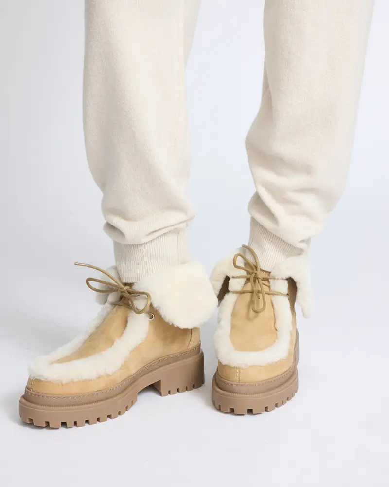 Suede and brushed merinillo lambskin ankle boots