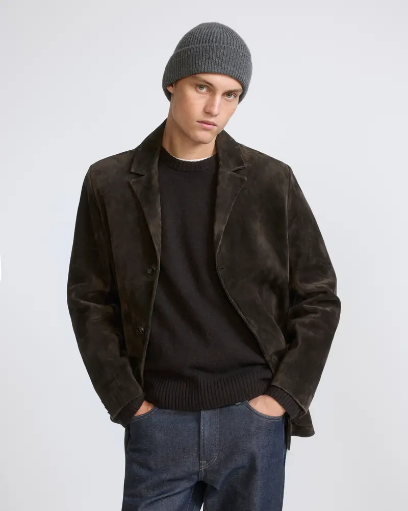 Suede calfskin leather blazer