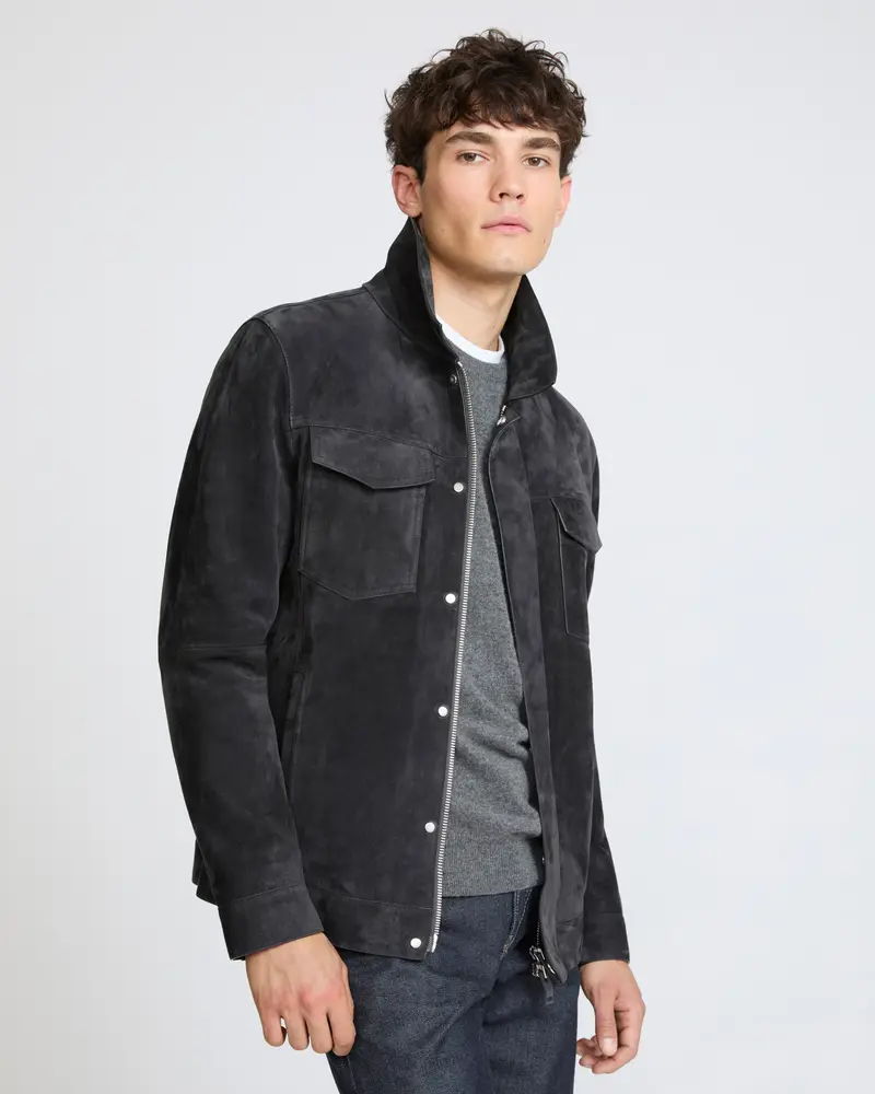 Suede calfskin leather jacket