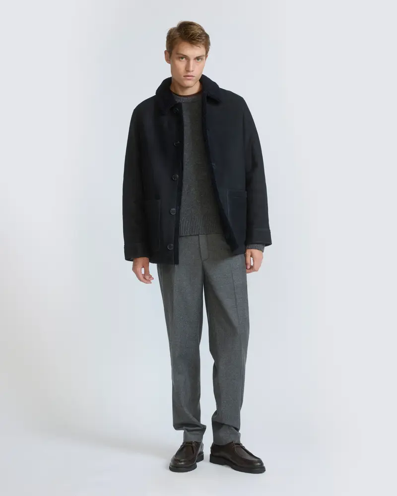 Suede lambskin shearling jacket with curly wool
