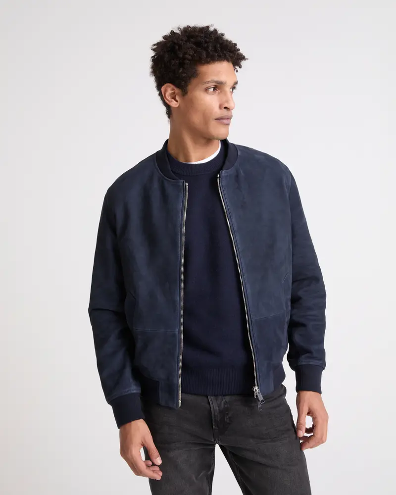 Suede leather varsity jacket