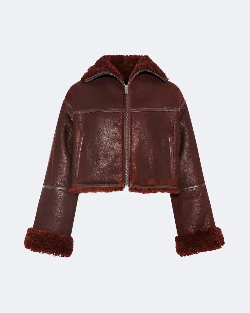 Suede Merino lambskin cropped jacket
