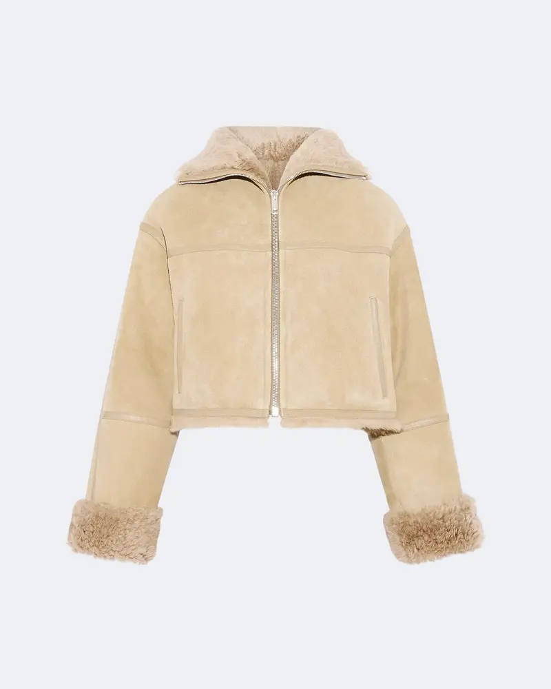 Suede Merino lambskin cropped jacket