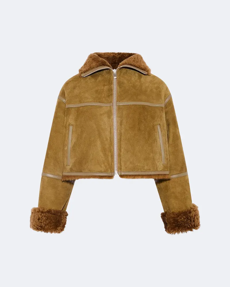 Suede Merino lambskin cropped jacket