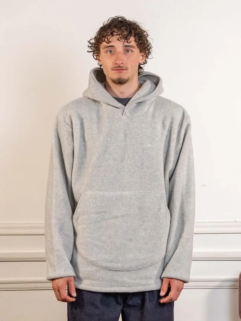 Sunrise Fleece Button Hoodie Melange White