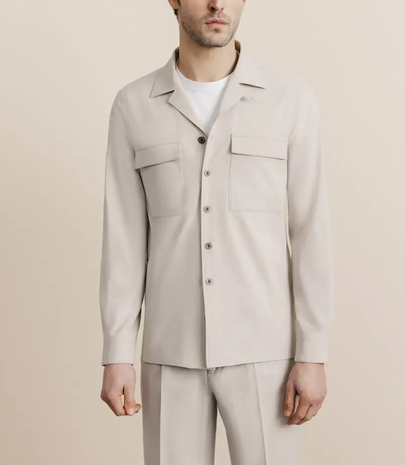 Surchemise avec col boutonné mastic