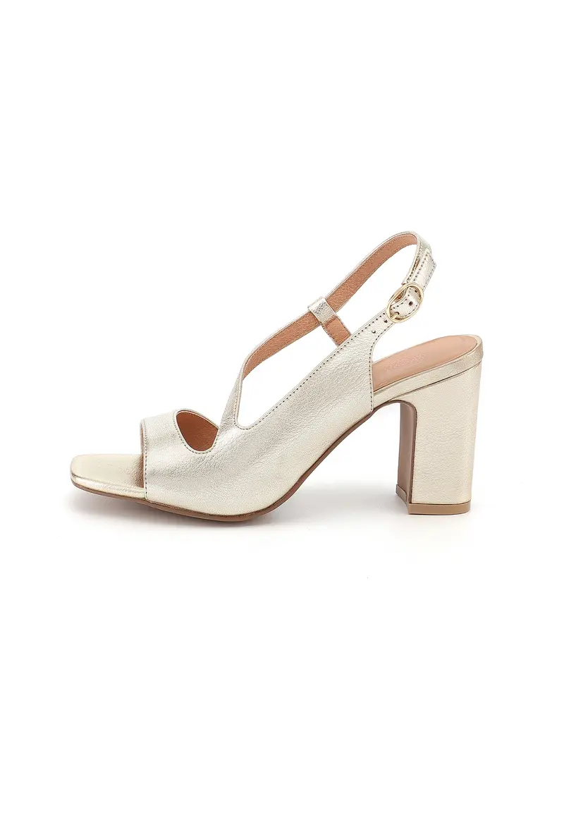 SUZANNA - Sandales à Talons en cuir Or/Platine