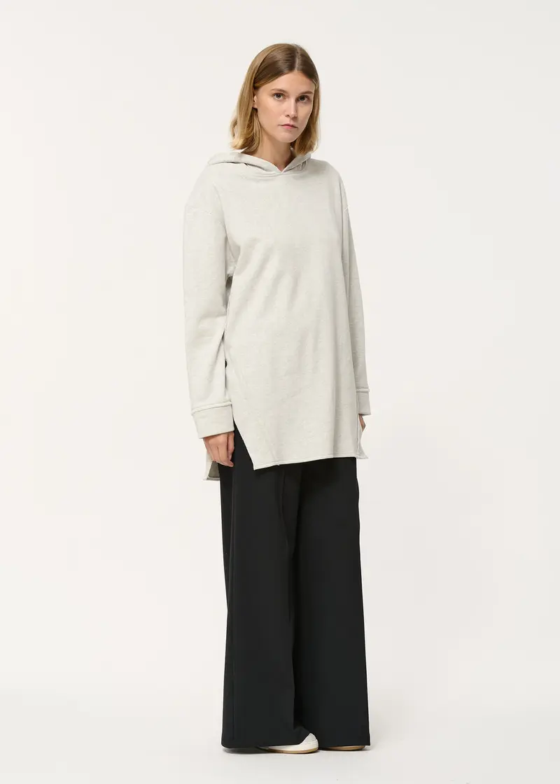 Sweat à capuche blanc oversize manches longues