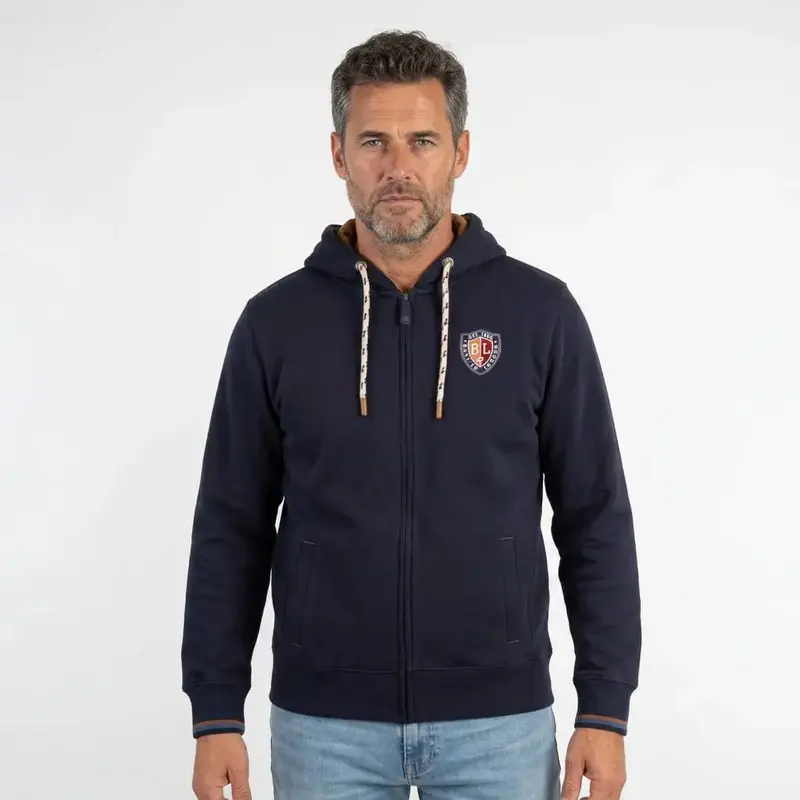 Sweat à capuche bleu marine full zip