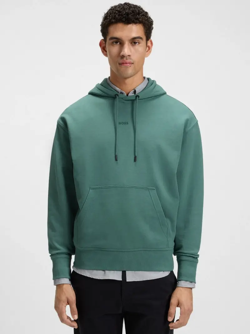 Sweat à capuche BOSS vert en coton