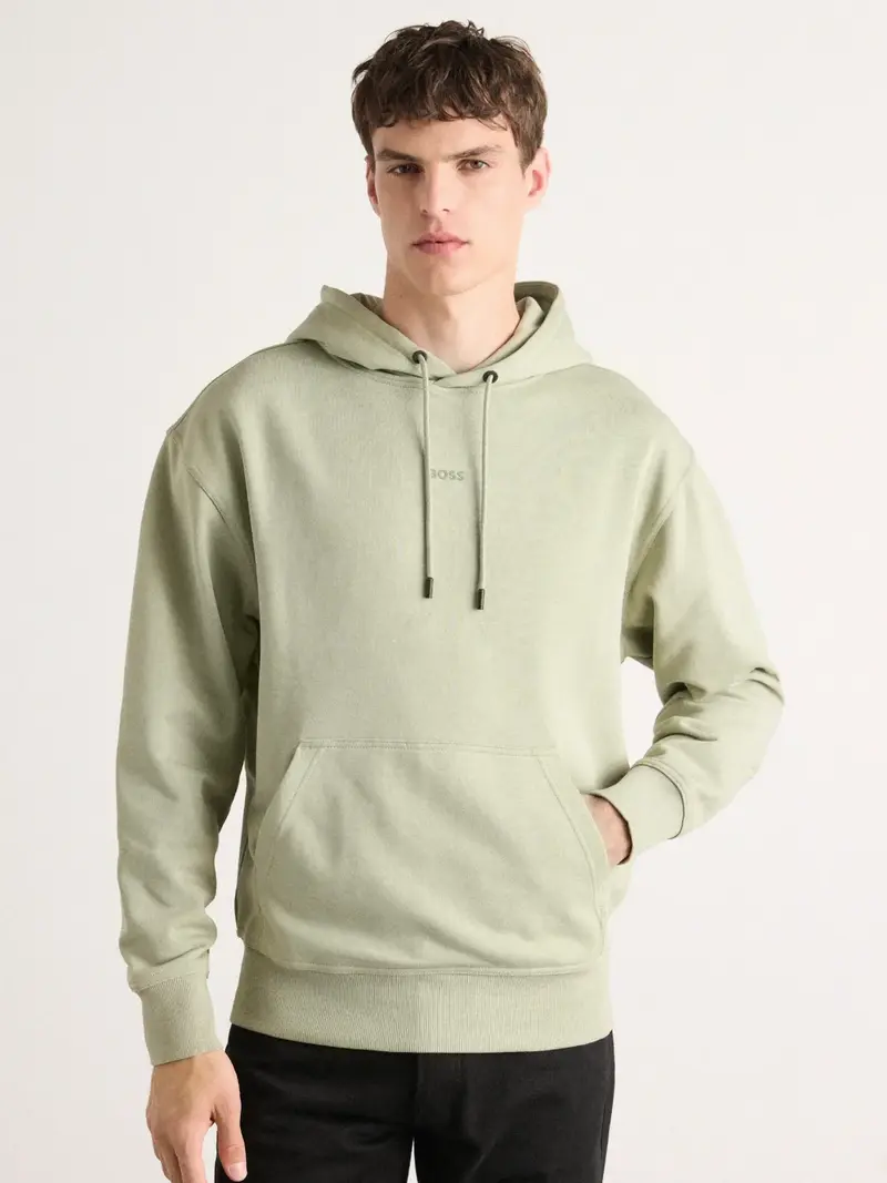 Sweat à capuche BOSS vert en coton
