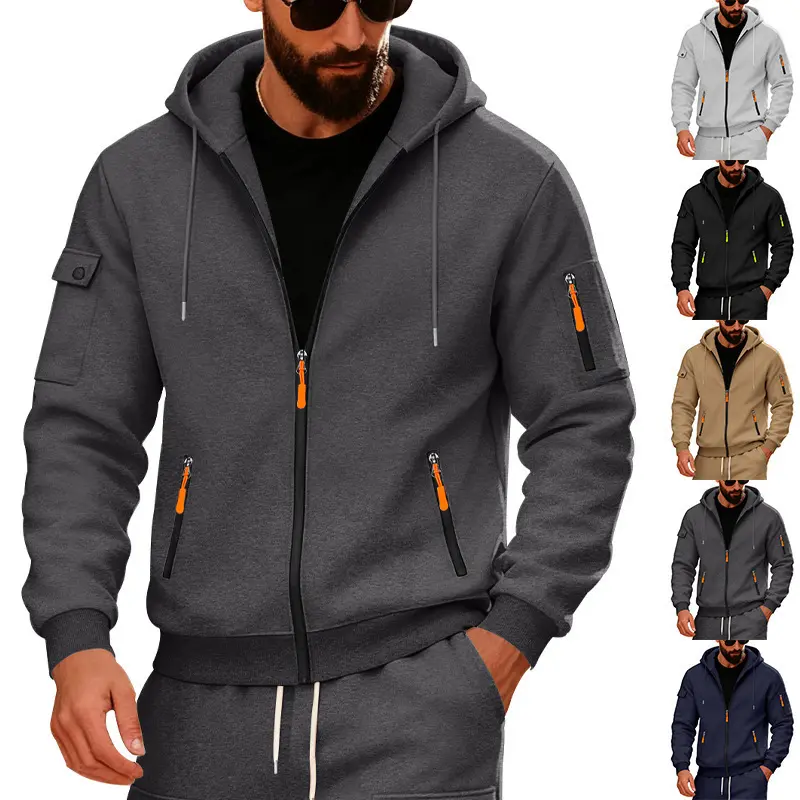 Sweat à Capuche Homme Ample Zippé avec Poches – Style Casual Sport Oversize