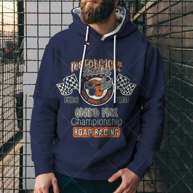 Sweat à Capuche Homme Oversize – Impression 3D & Numérique Style Rétro, Automne