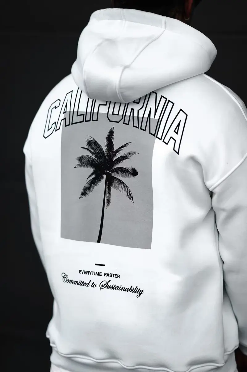 Sweat à capuche imprimé blanc