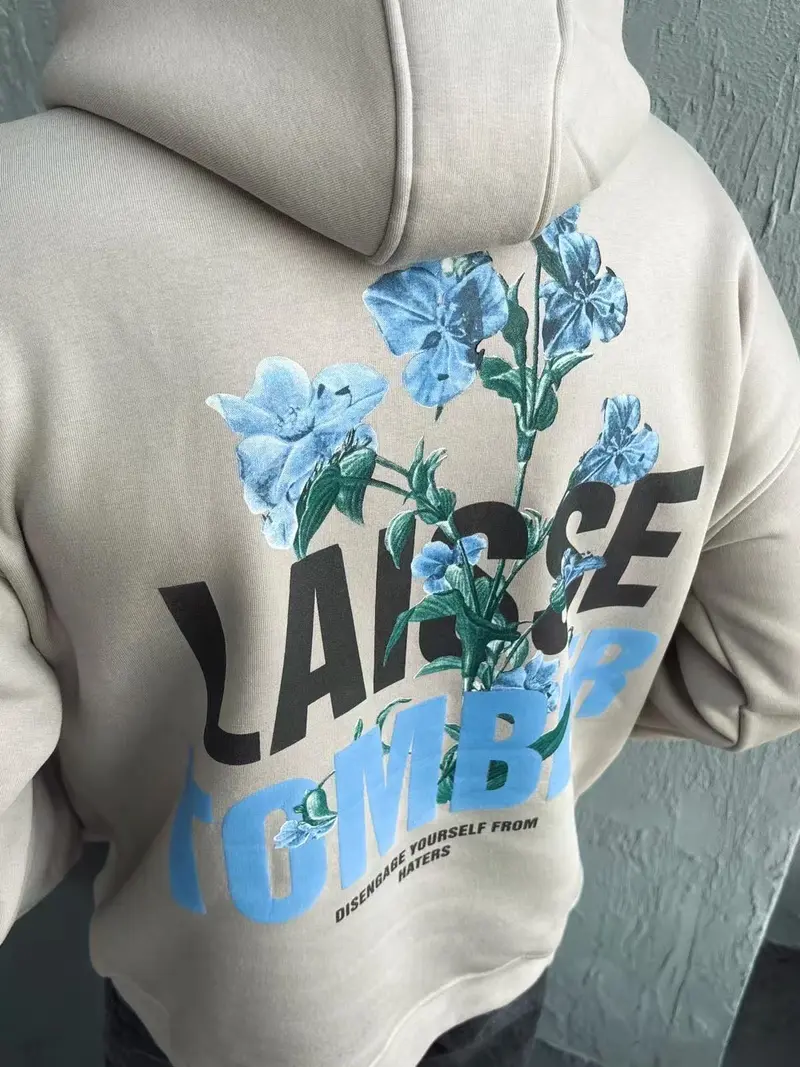 Sweat à capuche imprimé LAISSE TOMBER beige