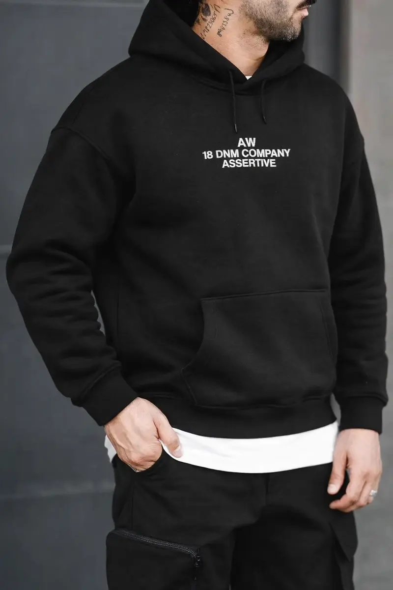 Sweat à capuche imprimé noir